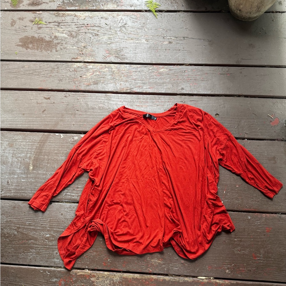 Elegant Red Long Sleeve Women's Top